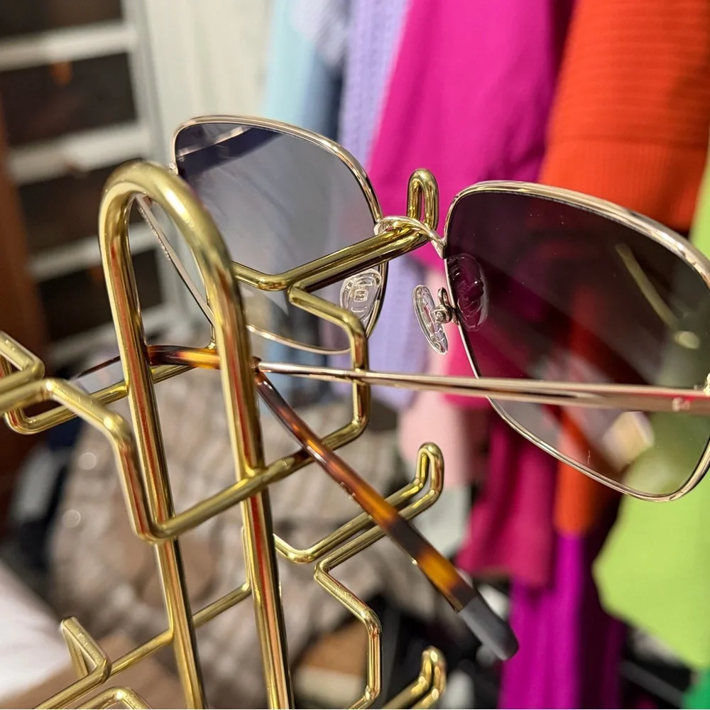 Kenneth Cole New York Geometric Butterfly Sunglasses NWT Gold Gradient Lens OS